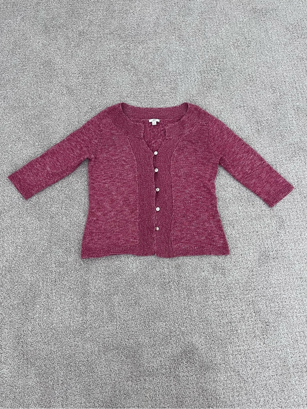 Vintage J. Jill Heathered Rose Pink Knit Button-Front Cardigan